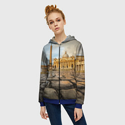 Толстовка на молнии женская Площадь святого Петра, цвет: 3D-синий — фото 2