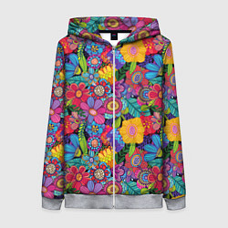 Женская толстовка на молнии Яркие цветы