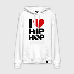 Толстовка-худи хлопковая женская I love Hip Hop, цвет: белый