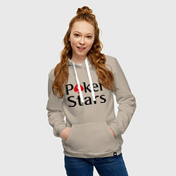 Толстовка-худи хлопковая женская Poker Stars, цвет: миндальный — фото 2