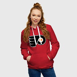 Толстовка-худи хлопковая женская Philadelphia Flyers, цвет: красный — фото 2