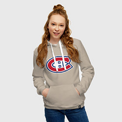 Толстовка-худи хлопковая женская Montreal Canadiens, цвет: миндальный — фото 2