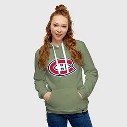 Толстовка-худи хлопковая женская Montreal Canadiens, цвет: авокадо — фото 2