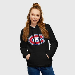 Толстовка-худи хлопковая женская Montreal Canadiens, цвет: черный — фото 2
