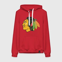 Толстовка-худи хлопковая женская Chicago Blackhawks, цвет: красный