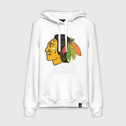Толстовка-худи хлопковая женская Chicago Blackhawks, цвет: белый