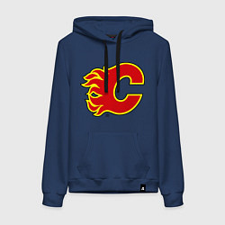 Толстовка-худи хлопковая женская Calgary Flames, цвет: тёмно-синий