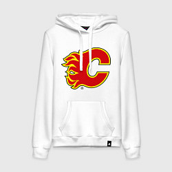 Толстовка-худи хлопковая женская Calgary Flames, цвет: белый