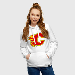 Толстовка-худи хлопковая женская Calgary Flames, цвет: белый — фото 2