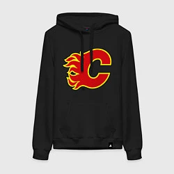 Толстовка-худи хлопковая женская Calgary Flames, цвет: черный