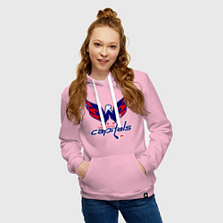 Толстовка-худи хлопковая женская Washington Capitals: Ovechkin, цвет: светло-розовый — фото 2