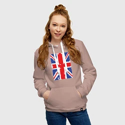 Толстовка-худи хлопковая женская Британский флаг, цвет: пыльно-розовый — фото 2