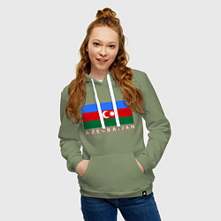 Толстовка-худи хлопковая женская Азербайджан, цвет: авокадо — фото 2