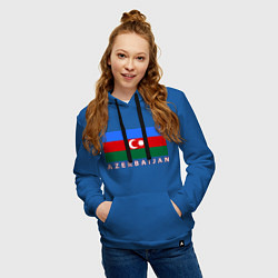 Толстовка-худи хлопковая женская Азербайджан, цвет: синий — фото 2