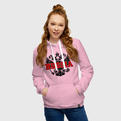 Толстовка-худи хлопковая женская Russia Coat, цвет: светло-розовый — фото 2