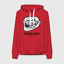 Толстовка-худи хлопковая женская Trollface. Problem? Проблемы?, цвет: красный
