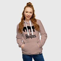 Толстовка-худи хлопковая женская The Beatles: Faces, цвет: пыльно-розовый — фото 2