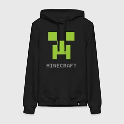 Толстовка-худи хлопковая женская Minecraft logo grey, цвет: черный
