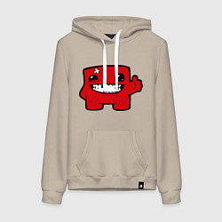 Толстовка-худи хлопковая женская Super Meat Boy, цвет: миндальный