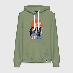 Толстовка-худи хлопковая женская Любовь сфинксов, цвет: авокадо