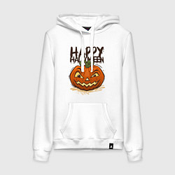 Толстовка-худи хлопковая женская Happy halloween, цвет: белый
