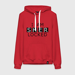 Толстовка-худи хлопковая женская I am Sherlocked, цвет: красный