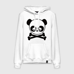 Толстовка-худи хлопковая женская Skull panda, цвет: белый