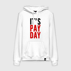 Толстовка-худи хлопковая женская It's pay day, цвет: белый