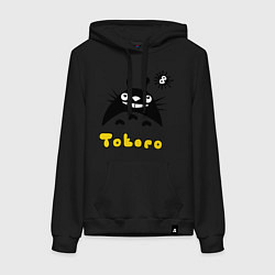 Толстовка-худи хлопковая женская Totoro тоторо, цвет: черный