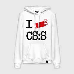 Толстовка-худи хлопковая женская I love CS:S, цвет: белый