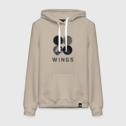 Толстовка-худи хлопковая женская BTS Wings, цвет: миндальный