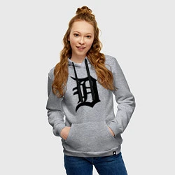 Толстовка-худи хлопковая женская Detroit Tigers, цвет: меланж — фото 2