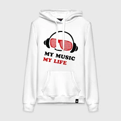 Женская толстовка-худи My music my life