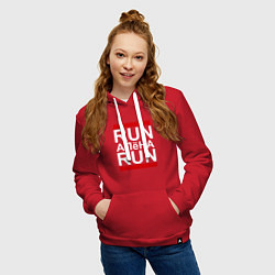 Толстовка-худи хлопковая женская Run Алёна Run, цвет: красный — фото 2