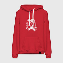 Толстовка-худи хлопковая женская Korn, цвет: красный