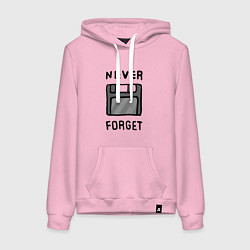 Толстовка-худи хлопковая женская Never Forget, цвет: светло-розовый