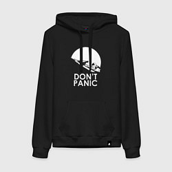 Толстовка-худи хлопковая женская Elon: Don't Panic, цвет: черный