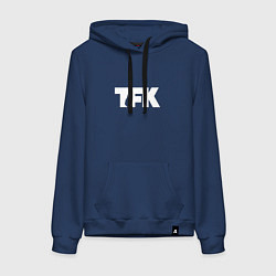 Толстовка-худи хлопковая женская TFK: White Logo, цвет: тёмно-синий