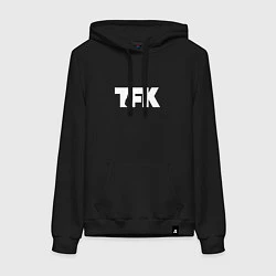Толстовка-худи хлопковая женская TFK: White Logo, цвет: черный