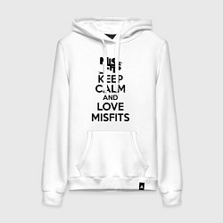 Толстовка-худи хлопковая женская Keep Calm & Love Misfits, цвет: белый