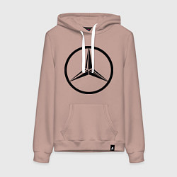 Толстовка-худи хлопковая женская Mercedes-Benz logo, цвет: пыльно-розовый