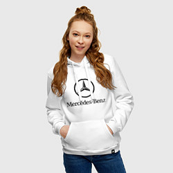 Толстовка-худи хлопковая женская Logo Mercedes-Benz, цвет: белый — фото 2