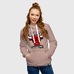 Толстовка-худи хлопковая женская Chicago Bulls est. 1966, цвет: пыльно-розовый — фото 2