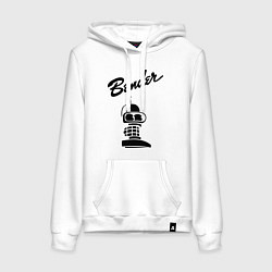 Толстовка-худи хлопковая женская Bender monochrome, цвет: белый