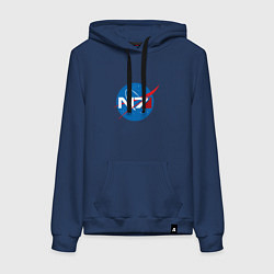 Толстовка-худи хлопковая женская NASA N7, цвет: тёмно-синий