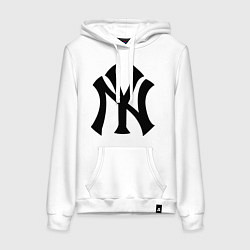 Толстовка-худи хлопковая женская New York Yankees, цвет: белый
