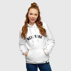 Толстовка-худи хлопковая женская New York Logo, цвет: белый — фото 2