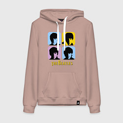 Толстовка-худи хлопковая женская The Beatles: pop-art, цвет: пыльно-розовый
