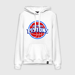 Толстовка-худи хлопковая женская Detroit Pistons - logo, цвет: белый