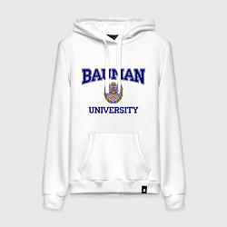 Толстовка-худи хлопковая женская BAUMAN University, цвет: белый